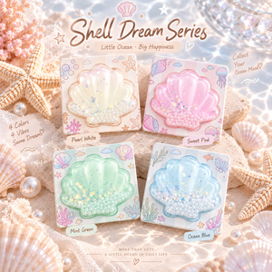Wholesale Custom Logo <b>Shell</b> Dream Series Floating Glitter Pocket <b>Mirror</b> Pastel Pink Blue Folding Vanity Compact <b>Mirror</b> Supply - Product Image 1