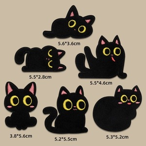 Patch en tissu à repasser écologique brodé de dessin animé de <span class=keywords><strong>chaton</strong></span> noir petit patch auto-adhésif pour vêtements et chaussures - Product Image 4