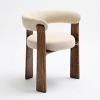 Chaise de salle à manger minimaliste italienne haut de gamme pour usage domestique, fauteuil en bois massif en forme d'arc, style Wabi-sabi, luxe léger, coussin moelleux