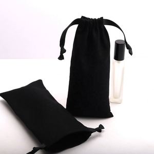 Luxury Custom Logo Printing Black Cotton Muslin Patch Jewelry Bag Small Soft Gift Cotton <b>Drawstring</b> <b>Pouch</b> - Product Image 1