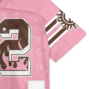 Women <b>Pink</b> Mesh <b>Football</b> Jersey Drip Graphic Number Print Short Sleeve Breathable Polyester Streetwear Sportswear <b>Top</b> - Product Image 5