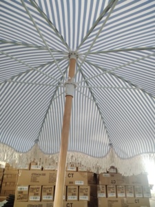 Садовый зонт LS Wood Pole Patio <span class=keywords><strong>Umbrella</strong></span> с бахромой, пляжный зонт в полоску с защитой от солнца <span class=keywords><strong>UPF</strong></span> 50 для сада и бассейна - Product Image 4