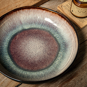 Assiette à salade profonde <span class=keywords><strong>jetable</strong></span> de 9 pouces au design irrégulier Japandi Rétro léger de luxe allant au <span class=keywords><strong>four</strong></span> Plats de fête en céramique - Product Image 4