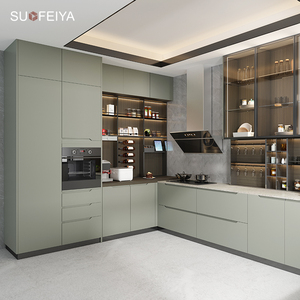 Sofeyia completo di lusso moderno laccato opaco Design della cucina include rubinetto lavello cassetto cerniera scorrevole - Product Image 2