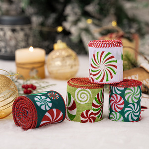 Cinta de decoración navideña Papel de regalo Cinta de cáñamo a cuadros Cinta tejida a mano - Product Image 3
