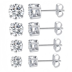 Boucles d'oreilles clous tendance 0.8*11*3MM 0.8*11*4MM 0.8*11*5MM 0.8*11*6MM en acier inoxydable serties griffes, bijoux de fête - Product Image 3