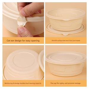 Tazón de Sopa Desechable Biodegradable de Almidón de Maíz, Ecológico, Apto para Microondas, con Tapa, 800 ml, para Comida para Llevar - Product Image 4