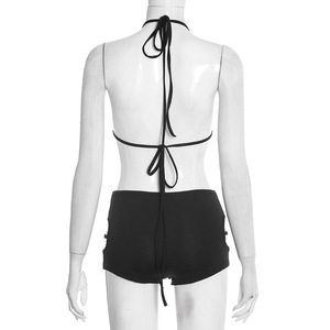 ชุดรอมเปอร์ฤดูร้อนสำหรับผู้หญิง Viviblook D26RP003 สีพื้นแบบใหม่ เซ็กซี่ โชว์หลังเว้าแหวน สายรัดคอแบบผูกหลัง - Product Image 5