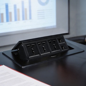 Presa da Scrivania Pop-Up in Lega di Alluminio, 3 Prese 16A IP44, Design Moderno, Standard UK/EU - Product Image 1