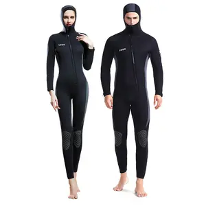 Maiô de neoprene para homens e mulheres de manga longa 5 mm para mergulho em água livre, triatlo de natação com zíper e camisa lisa