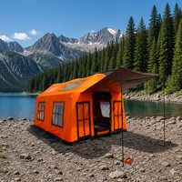 Villa gonflable robuste de 15 m² (3x5m) avec 2 chambres et 1 salon, 80 kg, orange, abri d'urgence pour les catastrophes, tente médicale