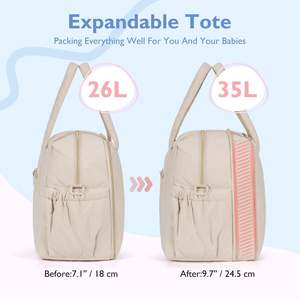 Sac à langer extensible 26L à 35L, transformable, multifonctionnel, avec design matelassé, pour les voyages et l'usage quotidien - Product Image 2