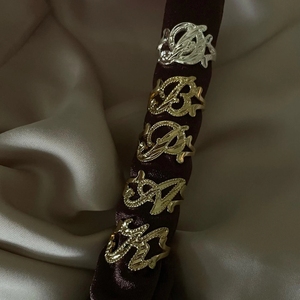 Cincin huruf inisial hati pribadi pelat nama cincin jari nama kustom hadiah perhiasan wanita - Product Image 3