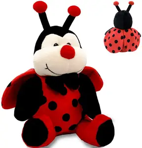 Peluches de mariquita para niños, animales de peluche, mariquita, escarabajo, suave, con alas rojas y lazo negro - Product Image 1