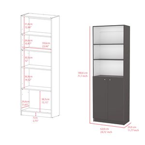 Bibliothèque de bureau à double porte Benzoni dans un classeur DB gris mat/blanc - Product Image 3