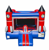 Château gonflable commercial rouge et bleu pour enfants, idéal pour la location événementielle