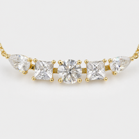 Collier pendentif cinq pierres en moissanite, argent 925 plaqué or, serti griffe, rond, princesse, poire, cadeau