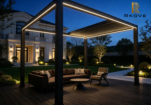 Pérgola Motorizada de Aluminio RKOVE de 3*4M con Techo de Láminas Ajustables y Retráctiles, Impermeable, Bioclimática, para Jardín, Patio, Villa - Product Image 3