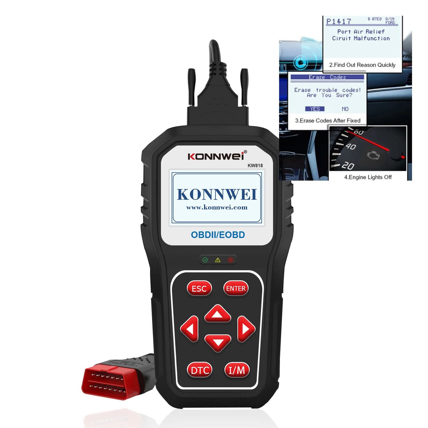 KW818 konnwei Auto OBD2 Scanner Auto Diagnostic Tool für alle OBD II Fahrzeuge mit Bluetooth Upgrade Mobile APP