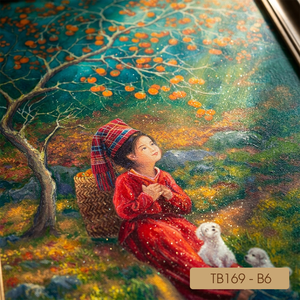 ภาพวาดสีน้ำมันเด็กหญิงข้างต้นไม้จากโรงงานโดยตรง งานศิลปะตกแต่งผนังคุณภาพพรีเมียม บริการ OEM ODM จากเวียดนาม รุ่น TB169-B6 - Product Image 6