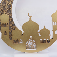 Lampe de nuit artisanale du Ramadan, mosquée, lampe en bois LED, décoration de table islamique, décorations de l'Aïd Moubarak, décorations du Ramadan, lampe en forme de lune