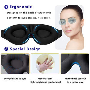 Sac <span class=keywords><strong>de</strong></span> voyage noir comprenant un <span class=keywords><strong>masque</strong></span> <span class=keywords><strong>de</strong></span> sommeil occultant noir, doux et confortable, pour hommes et femmes - Product Image 3