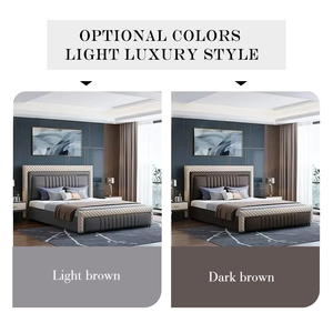 Giường ngủ da thật cao cấp có chức năng lưu trữ, đầu giường bọc nệm kiểu dáng sang trọng - Product Image 4