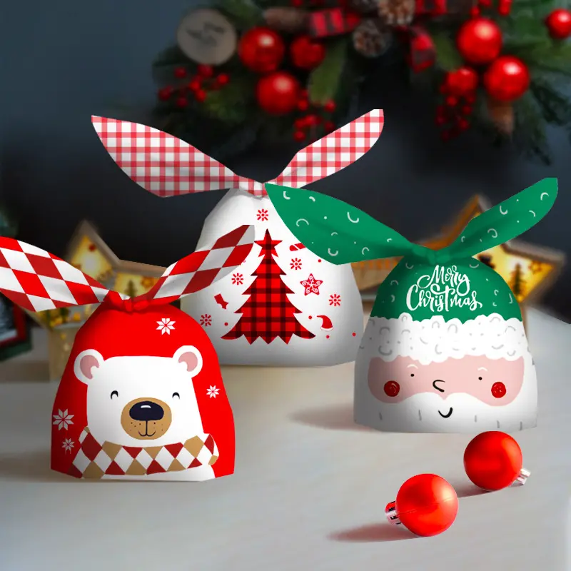 Mignon Lapin Longue Oreille Sacs Cookie Sacs En Plastique Bonbons Sacs-Cadeaux Pour Biscuits Snack Cuisson Paquet Fournitures De Fête De Noël