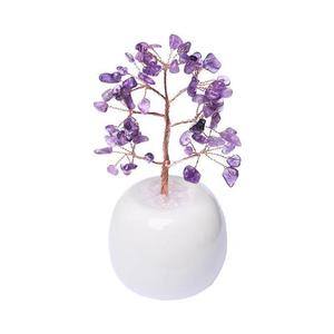<b>Crystal</b> Money <b>Tree</b> Amethyst Stone Ornament White Porcelain Base Home Decoration Gift - Product Image 1