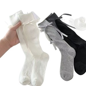 Japanese Style Bow Tie Knee <b>Socks</b> Gray Women's Breathable Sweat Absorbing Odor Resistant Solid Color JK <b>Socks</b> Ballet Style - Product Image 4