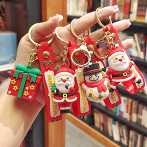 Navidad dibujos animados llavero Santa Claus muñeco de nieve árbol PVC goma colgante llavero regalo de Navidad - Product Image 1