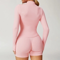 Ensemble de sport d'été sans couture pour femme, en tricot sans col, taille ajustée, pour yoga et fitness, haut court longueur genou, couleur unie