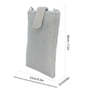Sac de soirée mini bandoulière pour femme, orné de diamants, sac à main de luxe scintillant entièrement en strass pour téléphone - Product Image 6