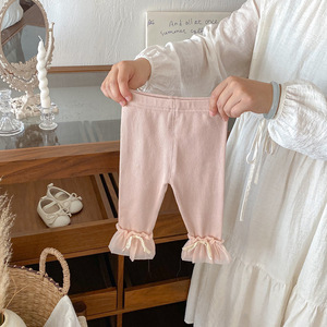 Nuovi <span class=keywords><strong>Leggings</strong></span> Autunnali per Bambine in Cotone Tinta Unita Traspiranti a Tutta Lunghezza - Product Image 6