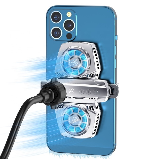 K4  Digital Display Mobile Phone Radiator Portable Phone Fan Fast Cooling Silver Phone Cooler for Gaming