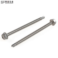 Sekrup Baja Tahan Karat 304 SUS Inox 316 410 Kepala Flens Hex Berulir Penuh Self Drilling Tahan Air untuk Panel Sandwich