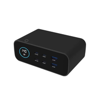 Station de charge de bureau 140W GaN à 6 ports avec affichage numérique, concentrateur d'alimentation USB-C PD USB-A QC, chargeur multi-appareils pour ordinateur portable et téléphone