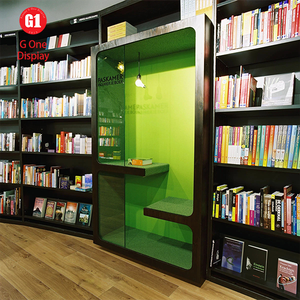 Custom Multi-Layer Wood <b>Book</b> Showcase Stylish Retail Stationery Store <b>Display</b> Cabinet with LED Lighting for Bookstores - Product Image 5