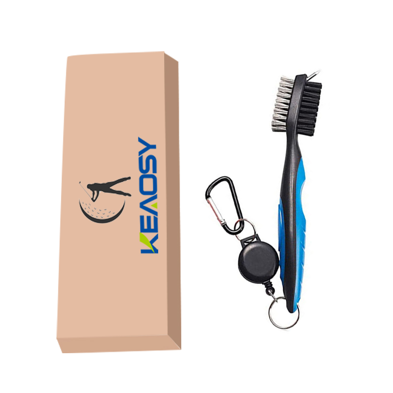 Hot selling 2pcs in one kit golf club cleaning brush perfect kit with 6 Heads Golf Club Grooving Sharpener in golf course