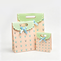 Sac cadeau écologique à rabat imprimé cerises, couleur pastel, pour baby shower, bonbons, snacks, sac en papier fourre-tout, vente en gros