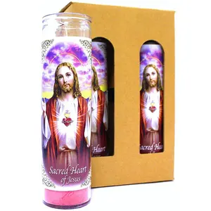 4-Pack Heilig Hart Van Jezus | 8 "Tall Ongeparfumeerde Religieuze Gebed Kaarsen Jezus Novena Vigil Kaars