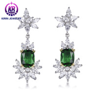 Anting-anting Drop perak Sterling 925 wanita, trendi, zirkon Platinum bertatahkan pelat emas, perhiasan pernikahan perak halus