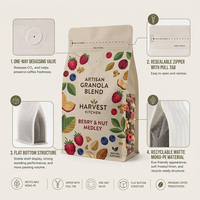 Sachet de café personnalisé en PE recyclable à fond plat avec valve de dégazage unidirectionnelle et fermeture éclair – Emballage de café durable
