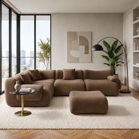Canapé d'angle convertible minimaliste en tissu, revêtement en chenille, en forme de L, compressé, pour appartement, hôtel, villa