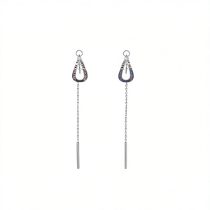 Orecchini a goccia Chicago in lega di zinco placcati oro bianco, gioielli alla moda da donna - Product Image 1