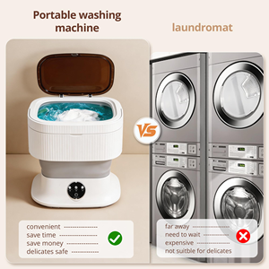 Mini-lave-linge pliable 10L en gros avec cuve en plastique, lavage et essorage tout-en-un pour sous-vêtements, portable pour la maison - Product Image 4