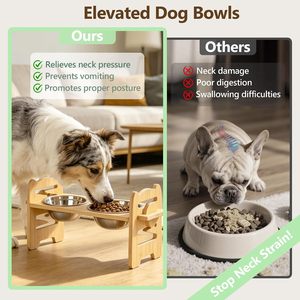 Factory Custom Elevated Dog Bowl Adjustable Raised Dog Bowls Stand Non-Slip Feet with 2 Stainless Steel Bowl for <b>Cat</b> Pets <b>Feeder</b> - Product Image 2