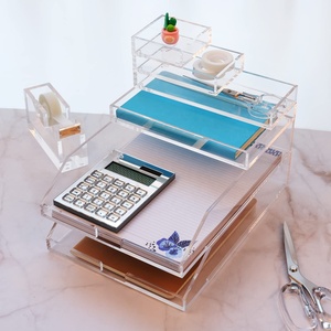Soporte de limas personalizado, transparente, apilable, acrílico, para revistas, documentos, cartas, bandeja de archivo, Organizador - Product Image 6