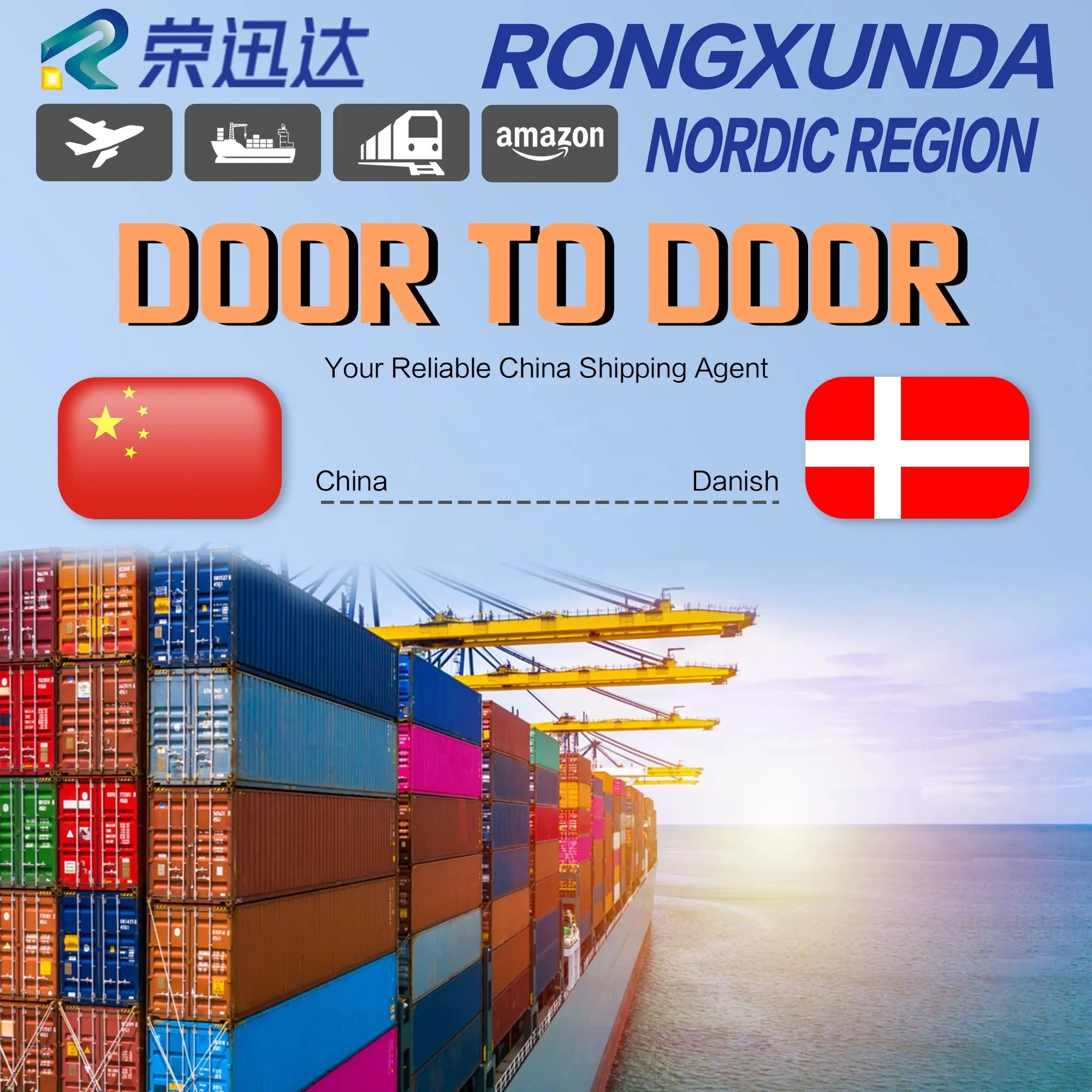Top 1 cheap the best sea cargo services door to door delivery from China to Danish Freight Agents