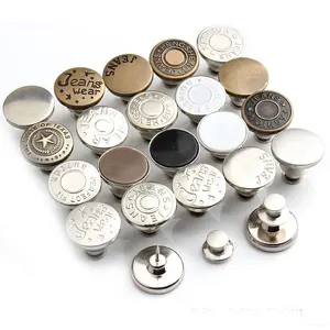 B-0001 Custom 17mm Metal Gold Jeans Button Maker Designer Shirts DIY Detachable Instant Perfect Fit Toy Buttons